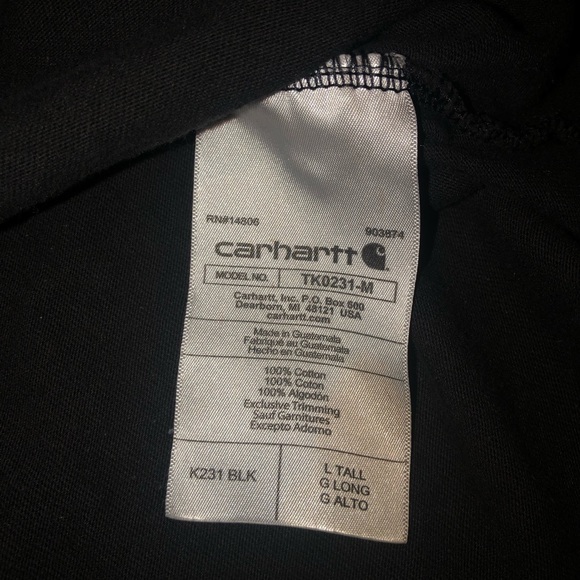 Carhartt Mens Loose Fit Long Sleeve Spell Out Logo Shirt-Lg Tall Black Cotton - Picture 7 of 7